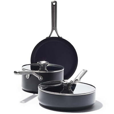 #ad Professional Hard Anodized Nonstick Cookware 5 Piece Set Black $235.15