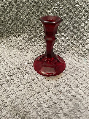 #ad Vintage Ruby Red Glass Tapered Dinner Candle Stick Holder $12.99