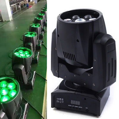 #ad 7 Lights RGBW LED Zoom Moving Head Wash Stage Light Color Mixing 120W DMX Party $115.90
