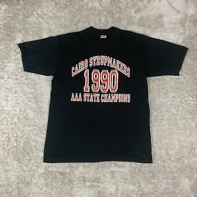 #ad Vintage SS T Shirt Cairo Syrupmakers 1990 State Champs Cairo Georgia Made USA $20.00