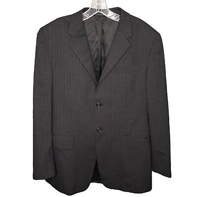 #ad Prada Charcoal Gray Striped Double Vent Wool Blazer Tailored Size 43R $55.00