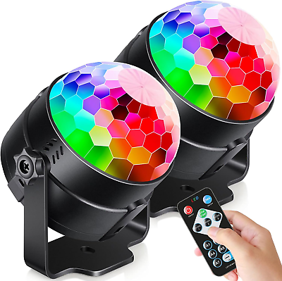#ad 2 Pack Sound Activated Party Lights with Remote Control Dj Lighting RGB Disc $29.99