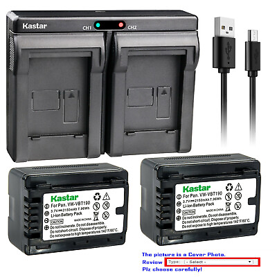 #ad Kastar Battery Dual USB Charger for VW VBT190 Panasonic HC VX981K HC W570M W570 $74.99
