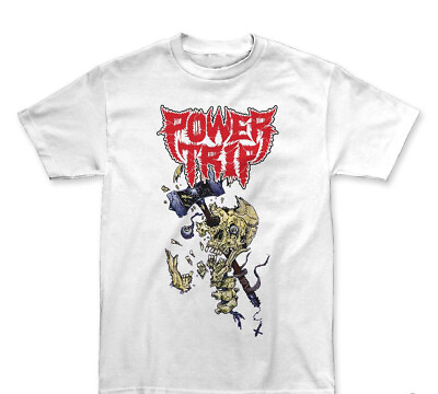 #ad Vtg Power Trip Hammer Skull Heavy Cotton White All Size Unisex Shirt $16.99