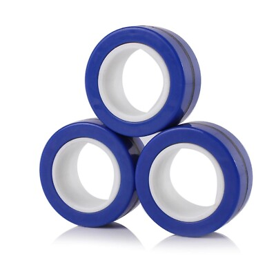 #ad Finger Magnetic Ring Magical Spinner Bracelet Fidget Toy Pack 3 blue $7.49