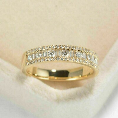 #ad 2 Ct Round Cut Moissanite Wedding Women#x27;s Band Ring 14K Yellow Gold Plated $62.99