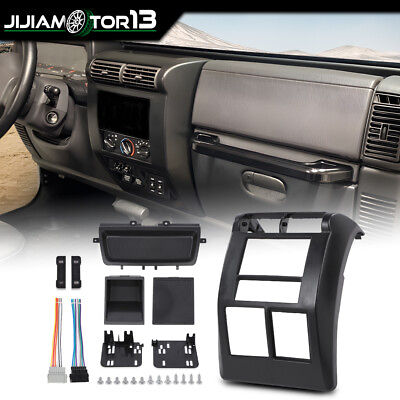 #ad FIT FOR 97 02 JEEP WRANGLER TJ DOUBLE DIN DASH BEZEL RADIO STEREO MOUNTING KITS $28.80