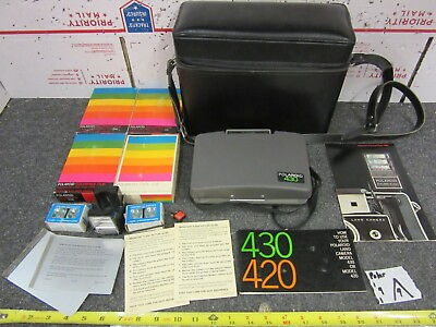 #ad Vintage Polaroid 430 Automatic Instant Camera w Film Color Packs Flash amp; Case $74.99