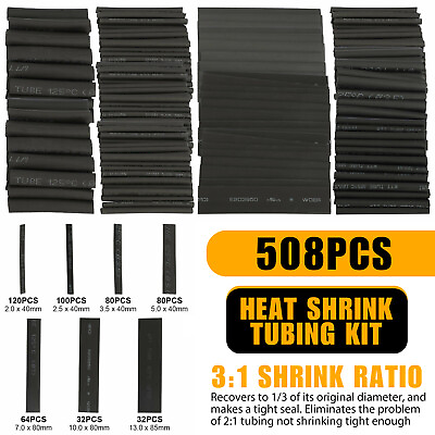 #ad 508pcs Heat Shrink Tubing Wire Wrap Assortment Set Waterproof Electrical Cable $10.98