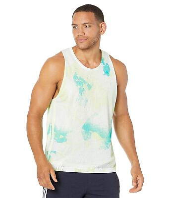 #ad NWT adidas Q2 Basketball All Over Printed Tank White Almost Lime Size SM $19.99