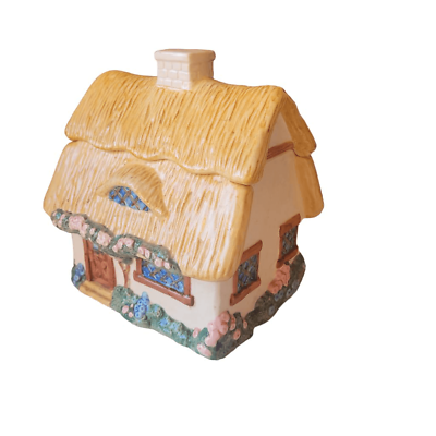 #ad Vintage Creative Circle Cookie Jar Cottage House Kitchen Decor $65.00