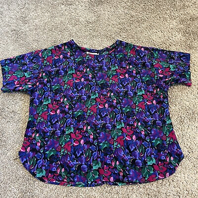 #ad #ad Vintage Fitting Image Multicolor Colorful Blouse Artsy Indie 80’s sz 18W USA TAG $29.99