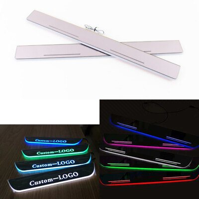 #ad Customized LED Moving Courtesy Light Door Sill Scuff Plate For Ford Mustang $54.99