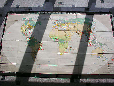 #ad Schulwandkarte Old World Map Landschaftsgebiete 240x143 Vintage 1970 $290.19
