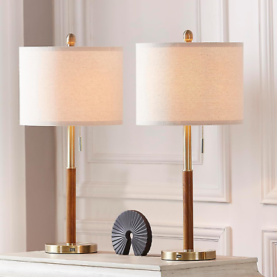 #ad 28quot; Gold Bedside Lamps Set of 2 for Bedroom Modern Table Lamp with USB Chargin $120.36
