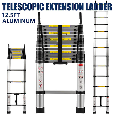 #ad 12.5FT Telescopic Ladder Collapsible Extension Step Ladder Aluminum Telescoping $83.90