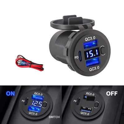 #ad 1x Type C Car Charger Outlet Socket Adapter PD QC3.0 USB Fast Charging Accessory $18.78