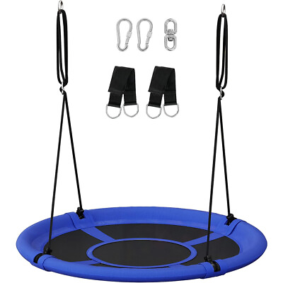 #ad Outdoor Saucer Platform Tree Swing Adjustable Hanging Ropes 40Inch Blue Children $32.99