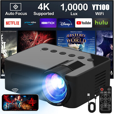 #ad 10000Lumens 4K 1080P Projector WiFi Mini LED Home Theater Cinema For Android ios $36.99