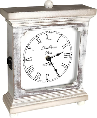 #ad Rustic Distressed Wood Shelf Clock for Farmhouse Living Room Mantel Table Decor $40.99