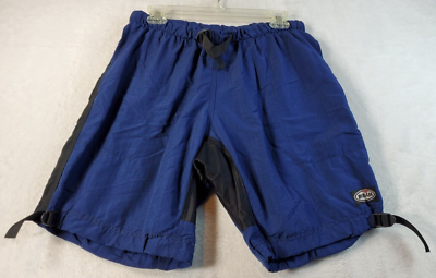 #ad Borah Shorts Mens Large Blue 100% Nylon Pockets Elastic Waist Logo Drawstring $12.49
