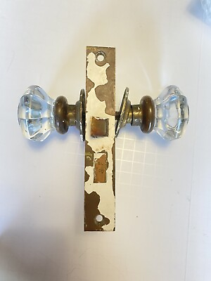 #ad Antique Sargent Mortise With Lock Latch amp; Two 8 Point Glass Knobs $39.95