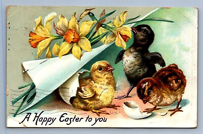 #ad Postcard Vtg Easter Holiday Tuck#x27;s 112 Happy Chicks Eggs Flowers $2.50