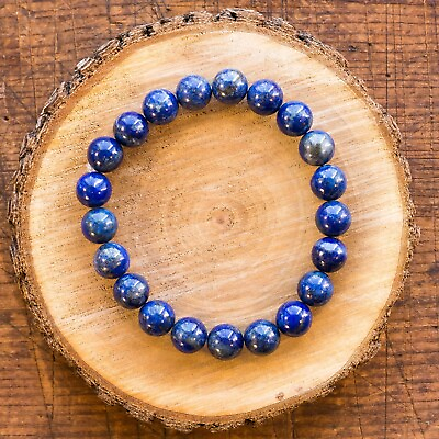 #ad Handmade Lapis Lazuli 8MM Round Beads Healing Reiki Chakra Women Men Bracelet $11.59