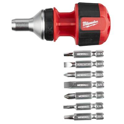 #ad Milwaukee 48 22 2330 8 in 1 Hex Shank Compact Ratcheting Multi Bit Driver $15.97