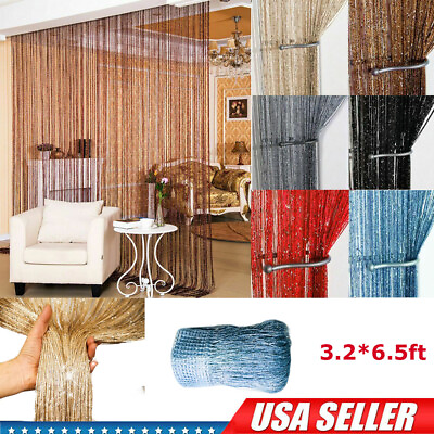 #ad Glitter String Door Curtain Room Divider Fringe Tassel Crystal Window Panel $6.99
