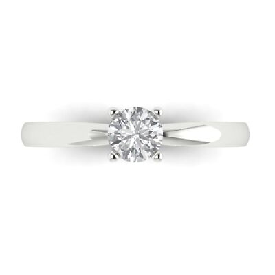 #ad 0.5ct Round Cut 18k White gold simulated diamond Wedding Classic Bridal Ring $293.54