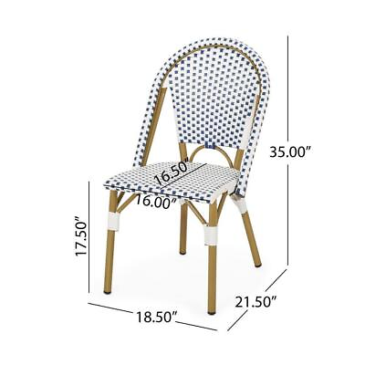 #ad Noble House Outdoor French Bistro Chair 18.5quot; W Armless Faux Rattan 2 Pack $294.68