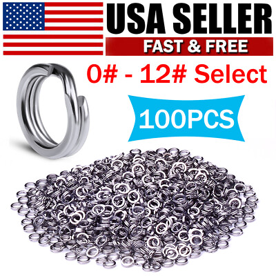 #ad 100 Stainless Steel Fishing Split Rings 25LB 350LB Heavy Saltwater Duty Big Game $10.99