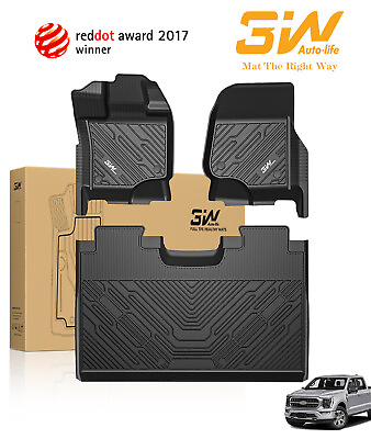 #ad #ad 3W Floor Mats Liners Anti Slip for Ford F 150 SuperCrew Cab 2015 23All Weather $110.99