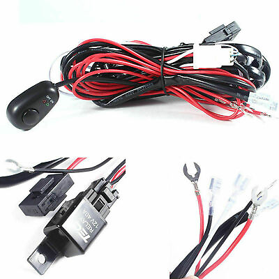 #ad Universal Relay Harness Wire Kit LED ON OFF Switch For Fog Lights HID Worklamp $19.95
