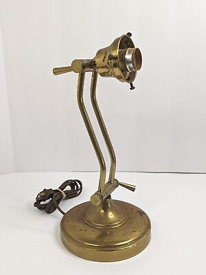#ad Art Deco Banker#x27;s Desk Task Lamp Articulating MCM Missing Shade Tarnished Works $113.90