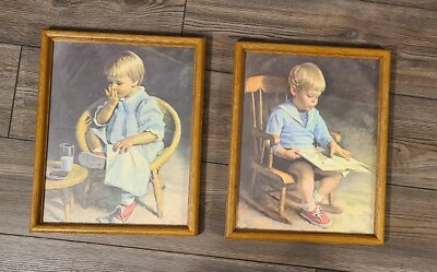 #ad Pair of Vtg Gary and Gretchen Custom Framed Pictures by Ingwersen 12” X 15” EUC $29.90
