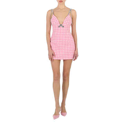#ad Area Ladies Pink Multi Bow Detail Tweed Mini Dress Brand Size 4 $469.70