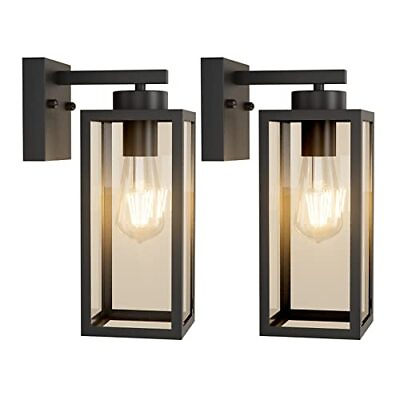 #ad Outdoor Wall Lantern 2 Pack Black Exterior Wall Sconce with Clear Glass Shade... $83.41