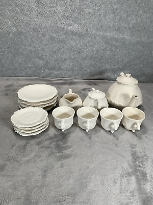 #ad Small Bisque Porcelain Tea Set 15 Pieces Hand Made Ready To Paint or Glaze $34.98