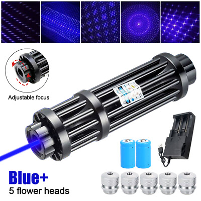 #ad 10Watt Adjustable High Power Blue Burning Laser Pointer Visible Dot Torch Light $42.99
