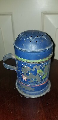 #ad ANTIQUE BLUE TOLE PAINTED SUGAR SHAKER $14.99