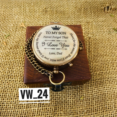 #ad Vintage Nautical Marine To My Son Pocket Compass Antique Compass With Chain Gift $22.49