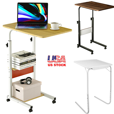 #ad C Shaped Chair Side Table TV Tray Laptop Desk Sofa Bed Side Dinner Tray Portable $36.49