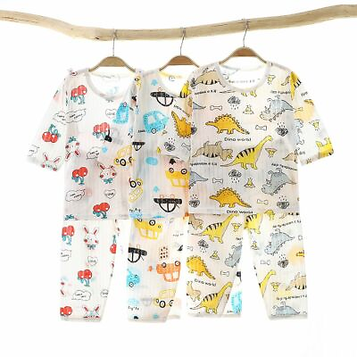#ad Toddler Baby Boys Girls Home Pajamas Outfits Set Summer Kids T shirtShorts Suit $12.59