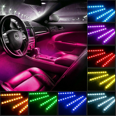 #ad RGB LED Car Interior Accessories Floor Decorative Atmosphere Strip Lamp Lights $13.66