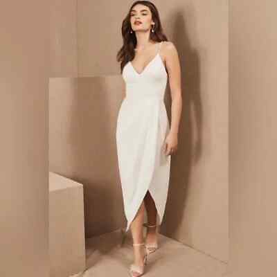 #ad BHLDN Caron dress tulip crepe midi white bridal size 10 $59.99