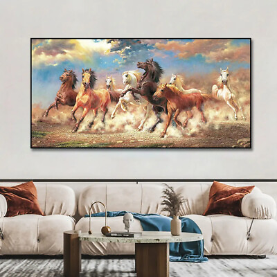 #ad Eight Running Horses Landscape Posters Prints Wall Picture Canvas Paintings $24.69