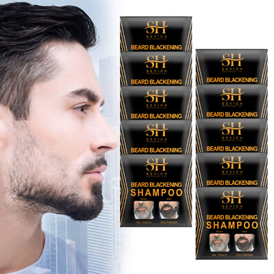 #ad 10x Sevich Beard Blackening Shampoo 5 Mins Dye Beard Black Color Darkening 15ml $11.65