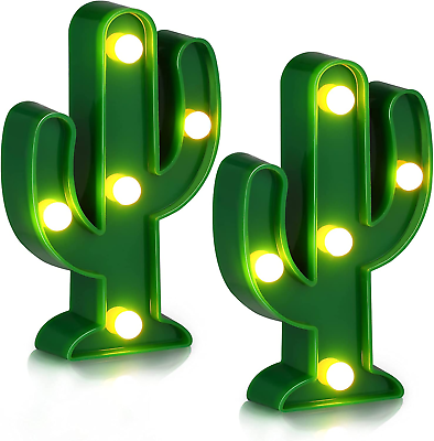 #ad 2 Pieces LED Night Light LED Cactus Light Mexican Party Decorations Cactus Decor $23.36